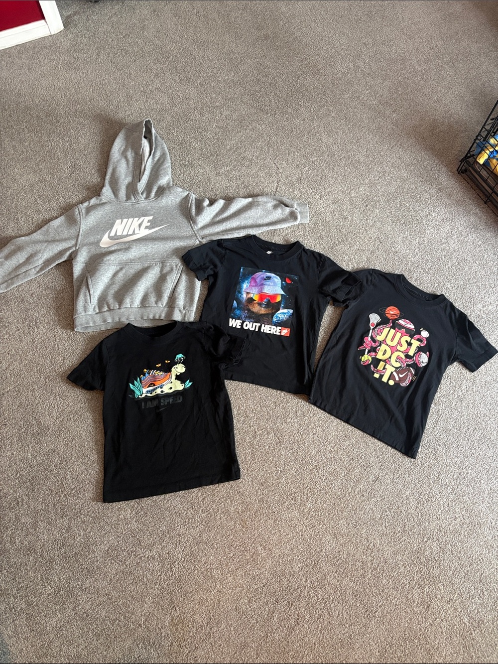 Nike Gray Hoodie with Black Graphic T-shirt Kids Bundle